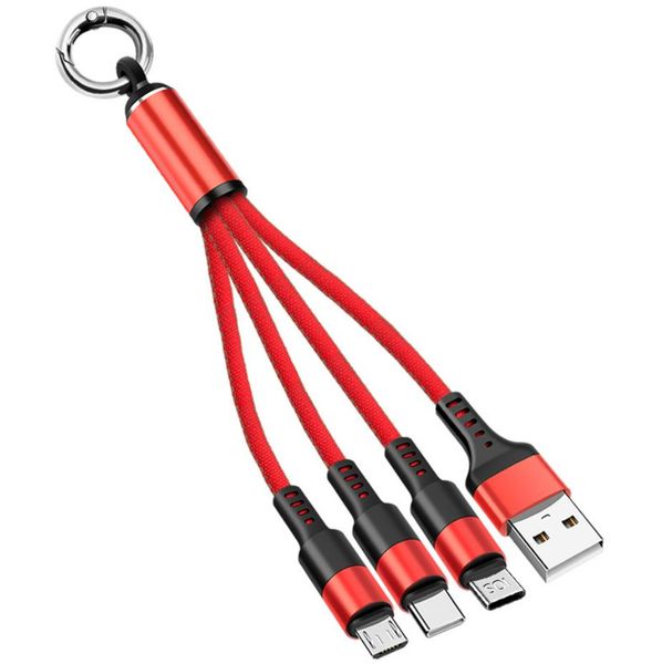 Nylongeflochtenes Micro-USB-Typ-C-3-in-1-Multi-Handy-Ladegerät, Schnelllade-USB-Datenkabel