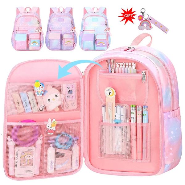 Bonito meninas sacos de escola crianças saco de livro mochila primária mochila crianças princesa mochila criança menina 231229