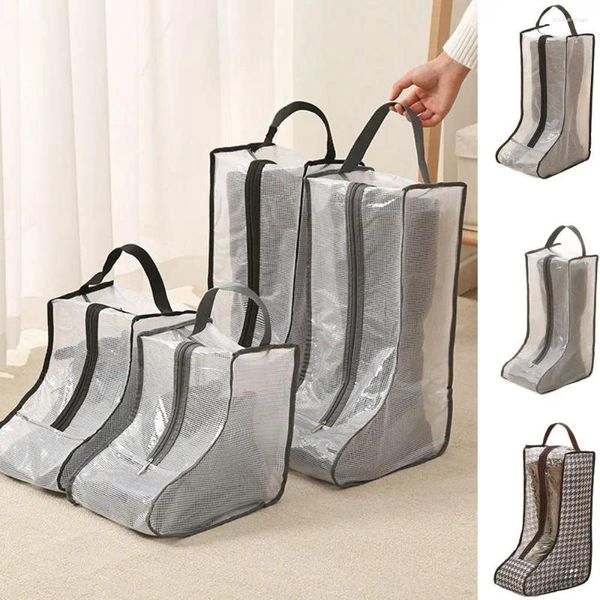 Borse portaoggetti Borsa per stivali da pioggia in PVC Scarpe antipolvere lunghe e corte con tacco alto con cerniera Resistente all'umidità