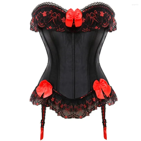 Mulheres Sexy Lace Corset Bowknots Desossado Overbust Corselet Bustiers Cintura Trainer Cincher Body Shaper Slimming Tops Plus Size S-6XL
