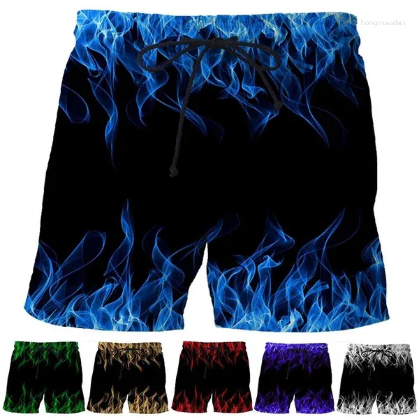 Shorts masculinos moda verão casual engraçado 3d impressão digital chama legal esportes Xs-5xl