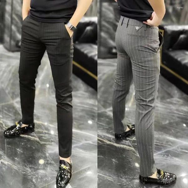 Pantaloni da uomo Pantaloni da uomo coreani Matita Primavera Estate Slim Fit a righe Business Formale Boutique Moda Casual Abbigliamento maschile Pantaloni alla caviglia