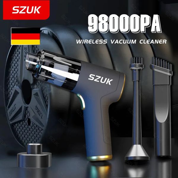 Szuk 98000pa mini aspirador de pó para carro, máquina de limpeza poderosa, sucção forte, portátil para casa, portátil, sem fio 231229