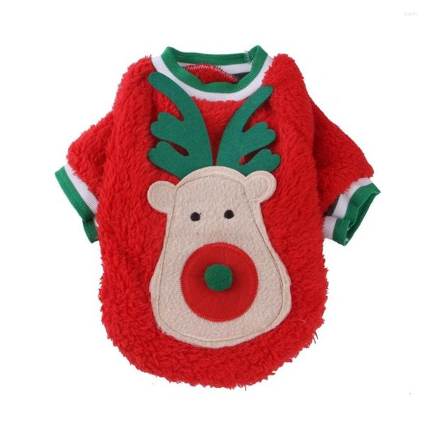 Abbigliamento per cani Natale Simpatico design di alce Vestiti Cappotto per animali Morbido pile Pullover Giacca Felpa Gatto Maglione Anno Costume