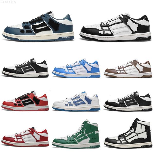 10A Designer Skelet Bones Sapatos Atléticos Homens Mulheres Preto Branco Azul Verde Sapatos Esportivos Skel Top Baixo Jogging Sapatos Casuais Couro Genuíno Lace Up Trainer Basquete Sh