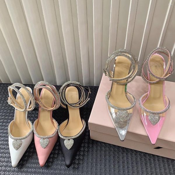 Designer h sandali stiletti sandali donne tallone pompa scarpe diamanta a punta di seta in seta pvc sexy skinny tacco alto tacco alto iigh 980 5 anguilla cumulo cumulo