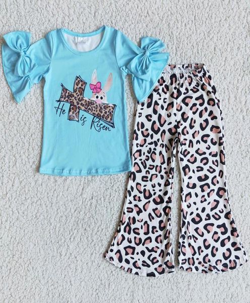 Interi vestiti per bambina Set Pasqua Bambini Boutique Outfit Bunny Stampato Abbigliamento per bambini carino Moda Primavera Maniche corte Ragazze Bel1372161