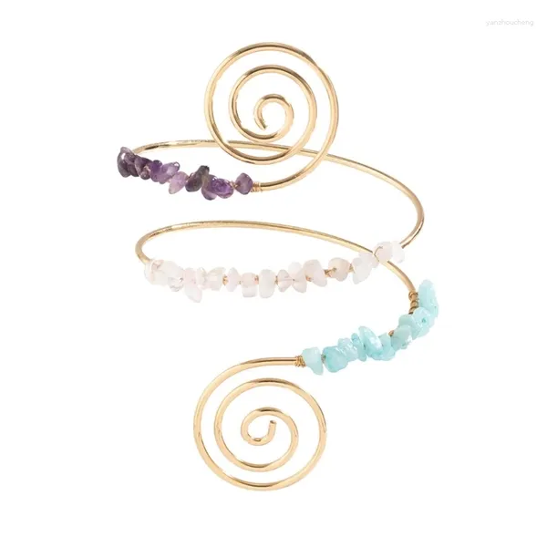 Bangle Hand Making Stone Chain Pulseira Espiral Detalhe Braço Para Mulheres Da Moda