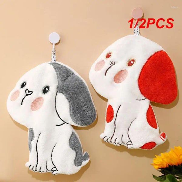 Handtuch 1/2PCS Cartoon Hund Form Hand Korallen Samt Stickerei Weichen Komfort Wischen Taschentuch Für Kinder Küche bad Reinigung