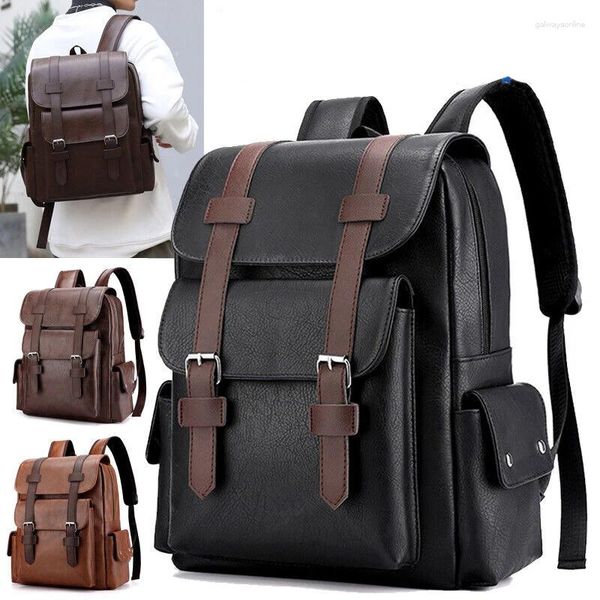School Bags 2023 Men Backpack PU Leather Bagpack Large Laptop Backpacks Mochilas Schoolbag For Teenagers Korean Version College Style