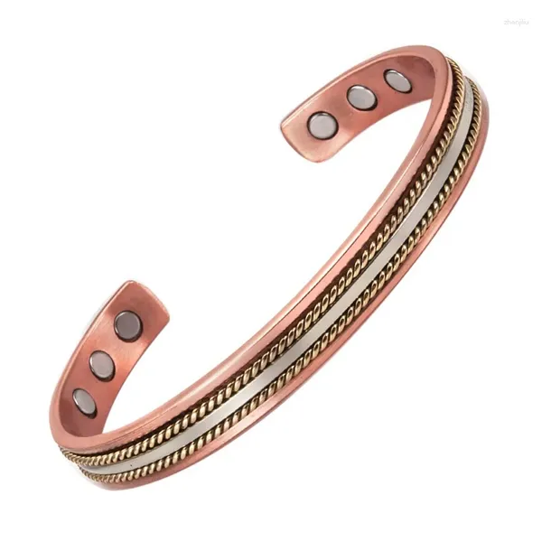 Bangle SNQP Pulseiras de cobre para mulheres 99,9% puro vintage magnético com ímãs de energia ajustável manguito jóias presente