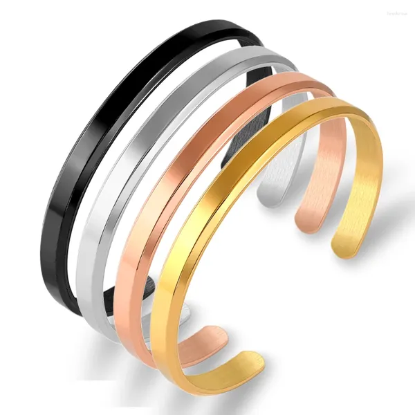 Bangle Zalman Aço Inoxidável Suave Open Cuff Pulseiras Para Mulheres Homens Cor De Ouro Metal Bangles Simples Jóias 2024