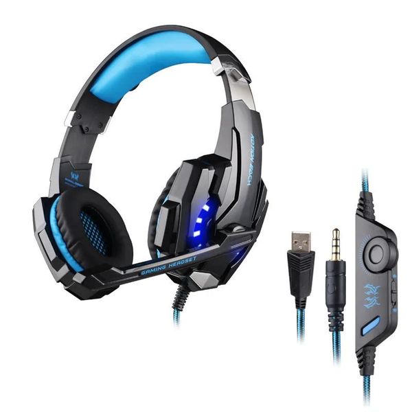 Kulaklıklar Kotion Her G9000 7.1 Surround Sound oyun kulaklığı 3.5mm bilgisayar oyun kulaklığı Mikrofon LED Işık PC PS4 Telefonlar 10 adet