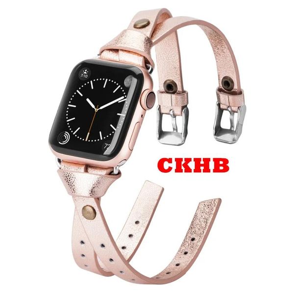 Accessori Wearlizer cinturino in pelle da donna per Apple Watch Moda doppia pelle 38mm 40mm 42mm 44mm cinturino per iwatch serie 5 4 3 2 Ckhbbd1