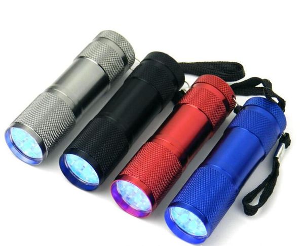 9LED-Taschenlampe, Aluminium, UV-Ultraviolett, violettes Licht, 9 LED-Taschenlampe, 500 Stück, DHL 1732776