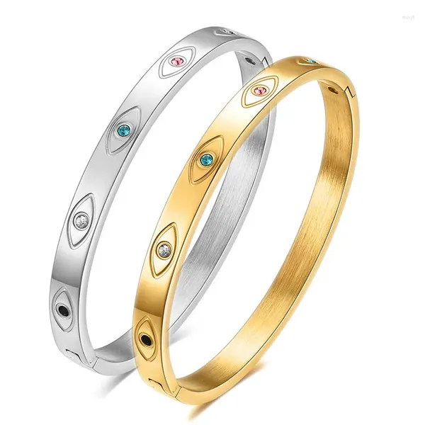 Bracciale rigido in acciaio inossidabile 316L semplice 4mm 6mm micro intarsiato zircone minimalista con fibbia occhio del diavolo braccialetto da donna Gril