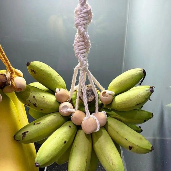 Corda de algodão para armazenamento de cozinha, gancho tecido, cabide de banana, suporte de frutas pendurado para exibição