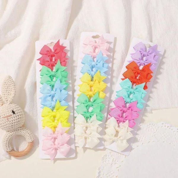 Saç Aksesuarları 10 PCS/SET Bebek Grosgrain Şerit Bowknot Klipler Kızlar İçin Renkli Yay Klipsi Saçkop