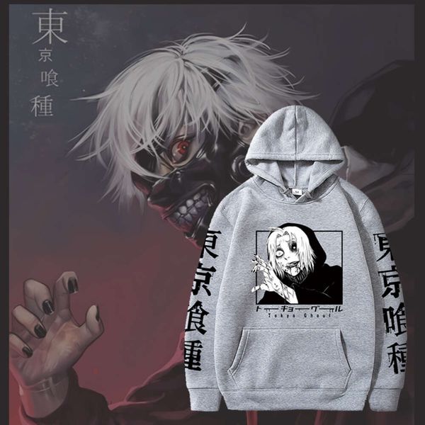 Ken Kaneki Hoodies Tokyo Ghoul Anime Impresso Pulôver Unissex Cartoon Top Confortável Estilo Hip Pop Streetwear Solto Roupas Masculinas