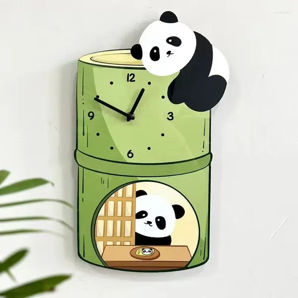 Wanduhren Cartoon Kreative Panda Dekoration Hängende Uhr Wohnzimmer Studie Kinder Stilles Zuhause