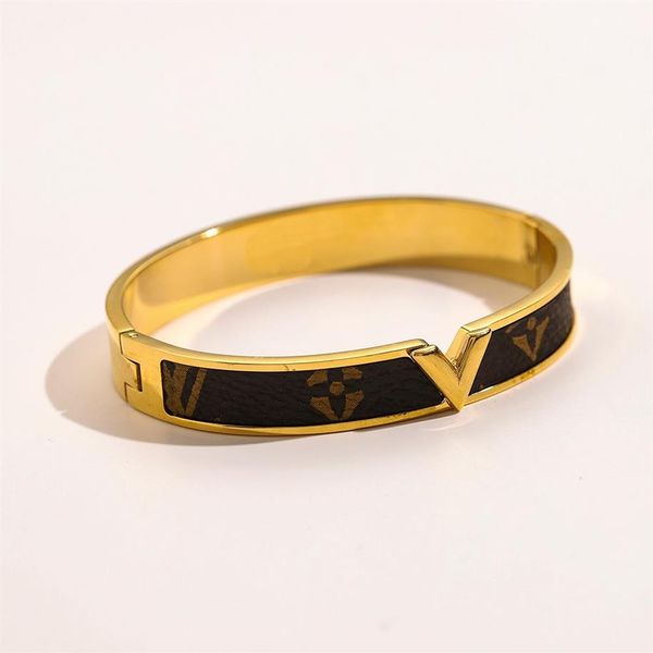 Moda 18k pulseira de ouro design clássico aço selo pulseira marca luxo letras pulseiras mulheres amor jóias gif230u
