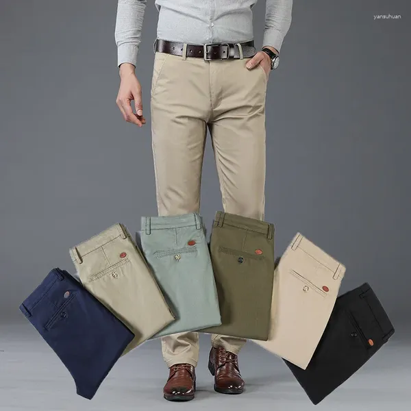 Pantaloni da uomo Primavera Autunno Alta elasticità Casual da uomo Business Formale Stile quattro stagioni Confortevole vestibilità della pelle Dimagrante sciolto