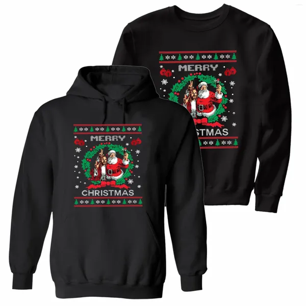 Мужские толстовки «Иисус делает селфи с Сантой Уродливый рождественский свитер», пуловер с капюшоном, хлопковые повседневные мужские толстовки, рождественская уличная одежда