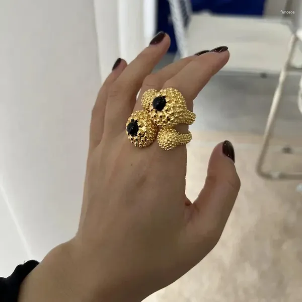 Link pulseiras de latão com 18k declaração bola dupla preto jade anéis mulheres jóias designer t mostrar vestido de pista raro ins japão coreano na moda