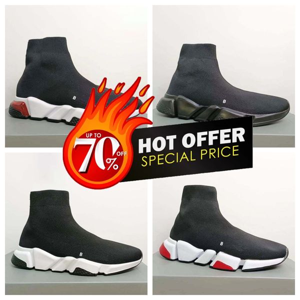 Designers Belencge Speeds 2.0 V2 Sapatos Casuais Plataforma Sneaker Homens Mulheres Tripler S Paris Meias Botas Marca Preto Branco Azul Luz Alta