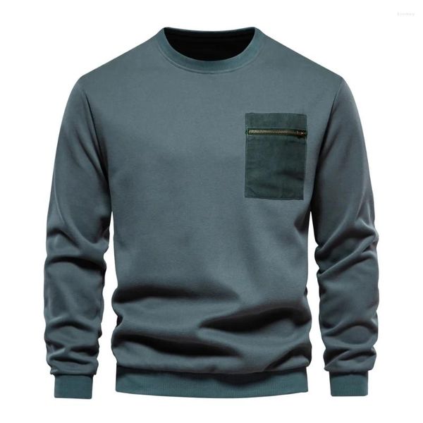 Männer Hoodies Herbst Winter Pullover Sweatshirt Für Männer Einfarbig Oansatz Zipper Tasche Qualität Baumwolle Sweatshirts Casual Sport Kleidung