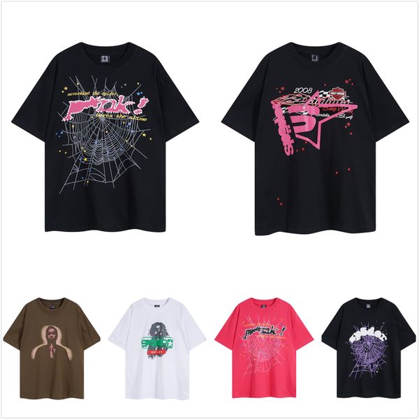 T-shirt Spider T-shirt firmate da uomo T-shirt grafica T-shirt Abbigliamento Abbigliamento Pantaloni a vita bassa Tessuto vintage Street Graffiti Cracking P geometrica