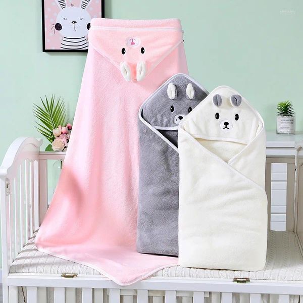 Cobertores com capuz roupão em forma de animal bebê meninos meninas musselina nascido coral veludo swaddle crianças cama