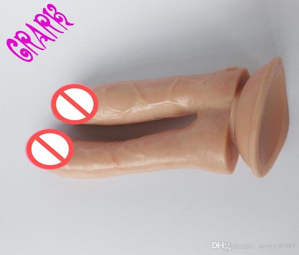 Lesbian Sex Toys Mulheres enormes grandes sucção copo duplo vibrador de masturbação realista de masturbação de pênis de cabeça dupla de cabeça dupla 5013708