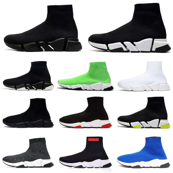 Velocidades de luxo meias sapato designer homens mulheres triplo-s preto branco vermelho respirável tênis corrida corredor sapatos andando treinador preto glitter malha triplo preto esportes