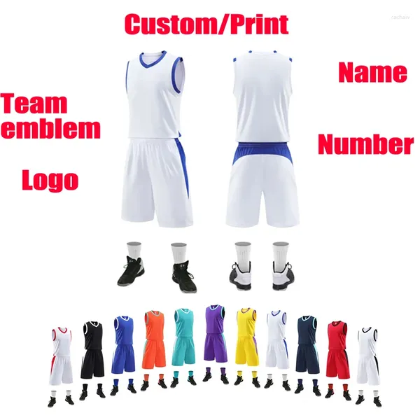 Fatos masculinos camisa de basquete terno de treinamento personalizado roupas esportivas diy colete masculino meninos conjuntos tamanho grande