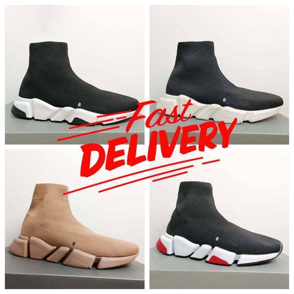 Designers Belencge Speeds 2.0 V2 Sapatos Casuais Plataforma Sneaker Homens Mulheres Paris Meias Botas Marca Preto Branco Azul Luz Ruby High