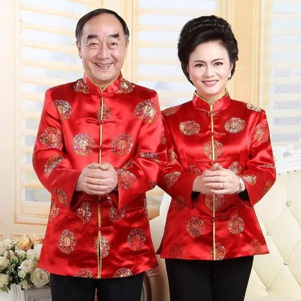 Ethnische Kleidung Frühling Älterer Erwachsener Tang-Anzug Herrenjacke Brokat Festliche Hochzeit Traditioneller chinesischer Stil Eltern Langarmmantel