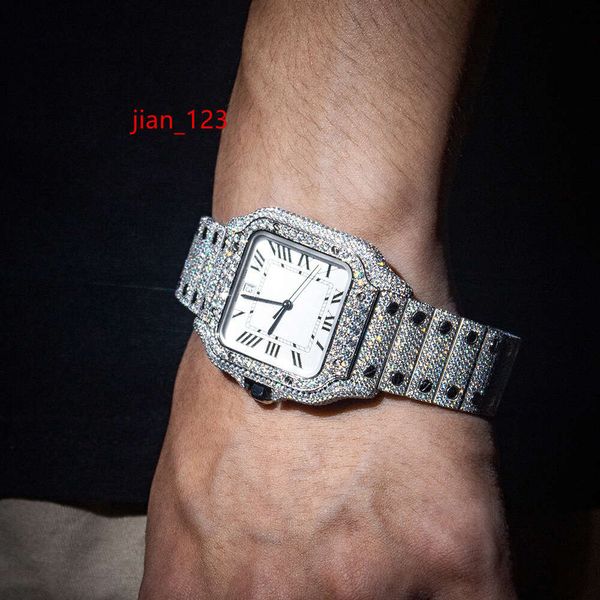 Мужские и женские элитные роскошные роскошные блестящие механические часы в стиле хип-хоп с бриллиантами Iced Out, сотовые часы vvs, часы из муассанита