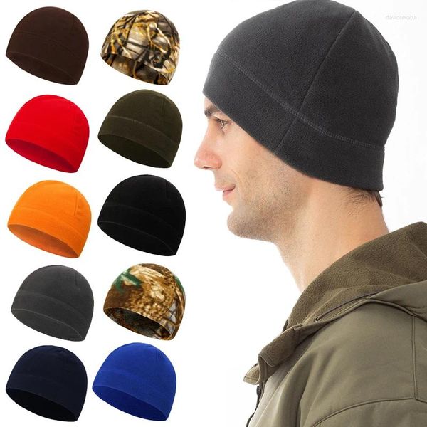 Berets Männer Frauen Unisex Winter Solide Weiche Warme Kappe Männlich Dame Polar Fleece Beanie Hut Winddicht Outdoor Bequem Ski Radfahren