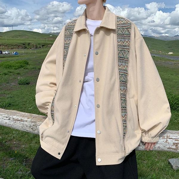 Erkek Ceketler Bahar Giysileri Lüks kadife patchwork gömlek ceketi gündelik uzun kollu düz renk şık doku premium ceket m-2xl