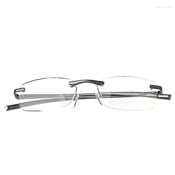 Солнцезащитные очки, алюминиевые металлические очки для чтения без оправы, очки для дальнозоркости, полимерные линзы 1,0–3,5, оптовая продажа
