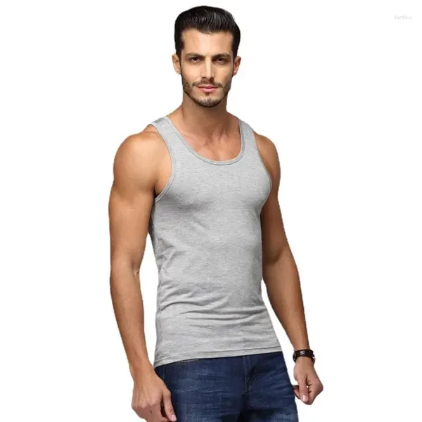 Yoga roupa estilo verão moda simples corte livre modal colete masculino esportes musculação base coreana