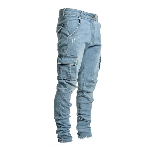 Calça jeans masculina oversized moda slim rasgada calça menino 12