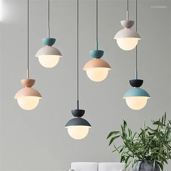 Lampade a sospensione Nordic Macaron Luci a LED Cucina Decorazioni per la casa Lampada a sospensione Cafe Restaurant Lampadario a soffitto Lustre Loft Light Fixture