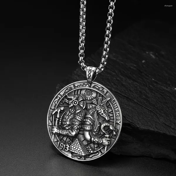 Anhänger Halsketten Vintage Ägyptischer Schutzpatron Anubis Halskette Für Männer Edelstahl Pyramide Amulett Reiter Schmuck Geschenk