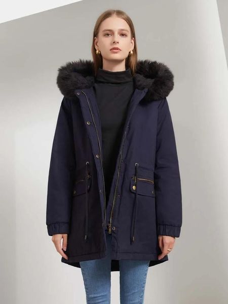 Jaquetas de inverno de couro feminino gola de pele 2022 novo estilo russo grosso quente puffer algodão parkas oversized solto com capuz velo casaco de neve