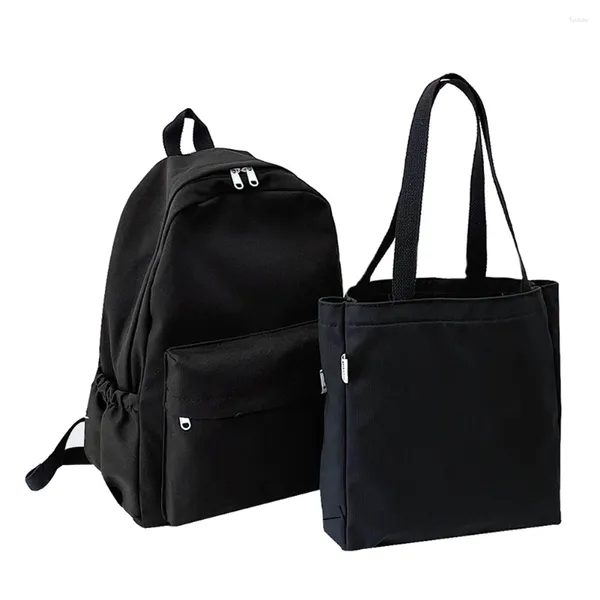 Schultaschen 2 teile/satz Weibliche Reisetasche Einfarbig mit Handtasche College Student Rucksack Einfache Mode Große Kapazität Für Teenager Mädchen