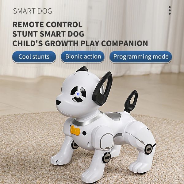 RC Robô Eletrônico Stunt Dog Toy Controle Remoto Inteligente Animal Animais de Estimação Música Programável Canção Crianças Brinquedos Para Meninos Menina Presente 231229