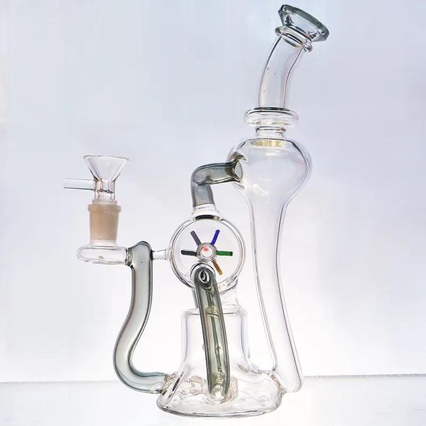 Wasserpfeifen Glas Bunte Windmühle Dab Rig Tornado Recycler Shisha Bong Dicke Klarglas-Wasserpfeife Heady Oil Rigs Topf mit 14-mm-Gelenkschale