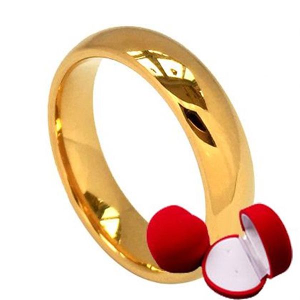 Anel de casamento amarelo esmaltado para homens e mulheres com caixa banhado a ouro 24k, acessórios de joias para festa de noiva, anéis masculinos304n